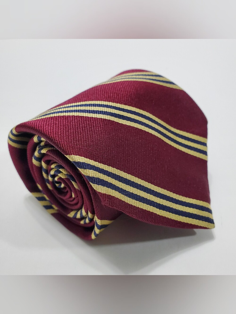 Brooks Brothers 346 Men's Silk Neck Tie Maroon Stripe Pattern Repp Fabric